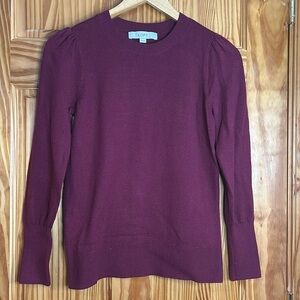 Loft Burgundy Ruffled Sleeve Sweater. Women’s XS